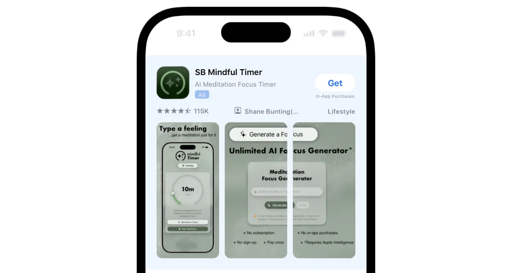 App Store Ad for Mindful Timer