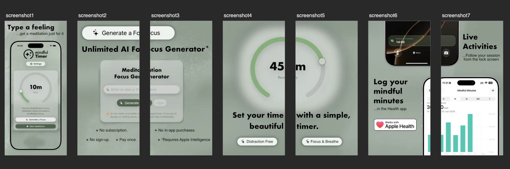 Mindful Timer App Store Screenshots